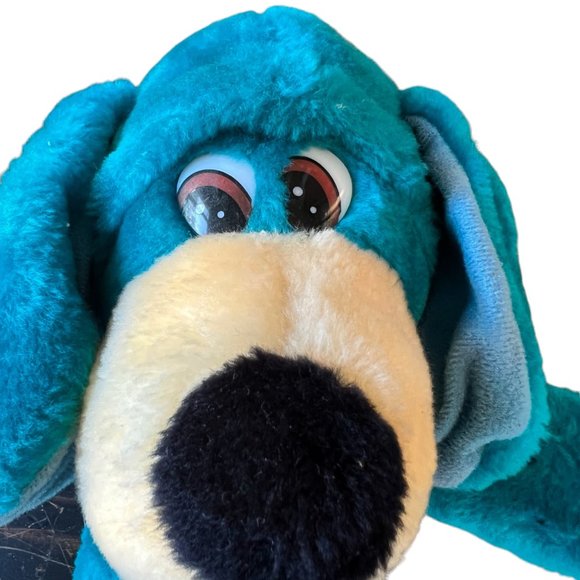 Vintage Liberty Toy Teal Blue Stuffed Dog 13" Kitsch Toy Decor Carnival Prize - Picture 6 of 10